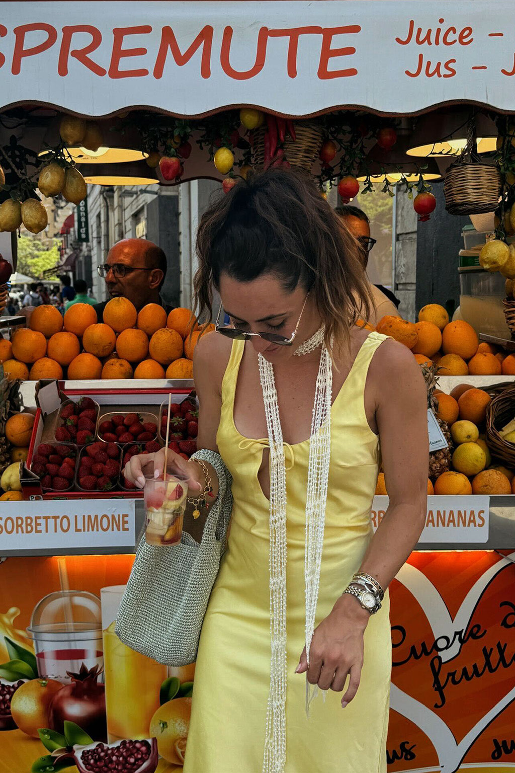 Daphne Yellow Satin Midi Dress