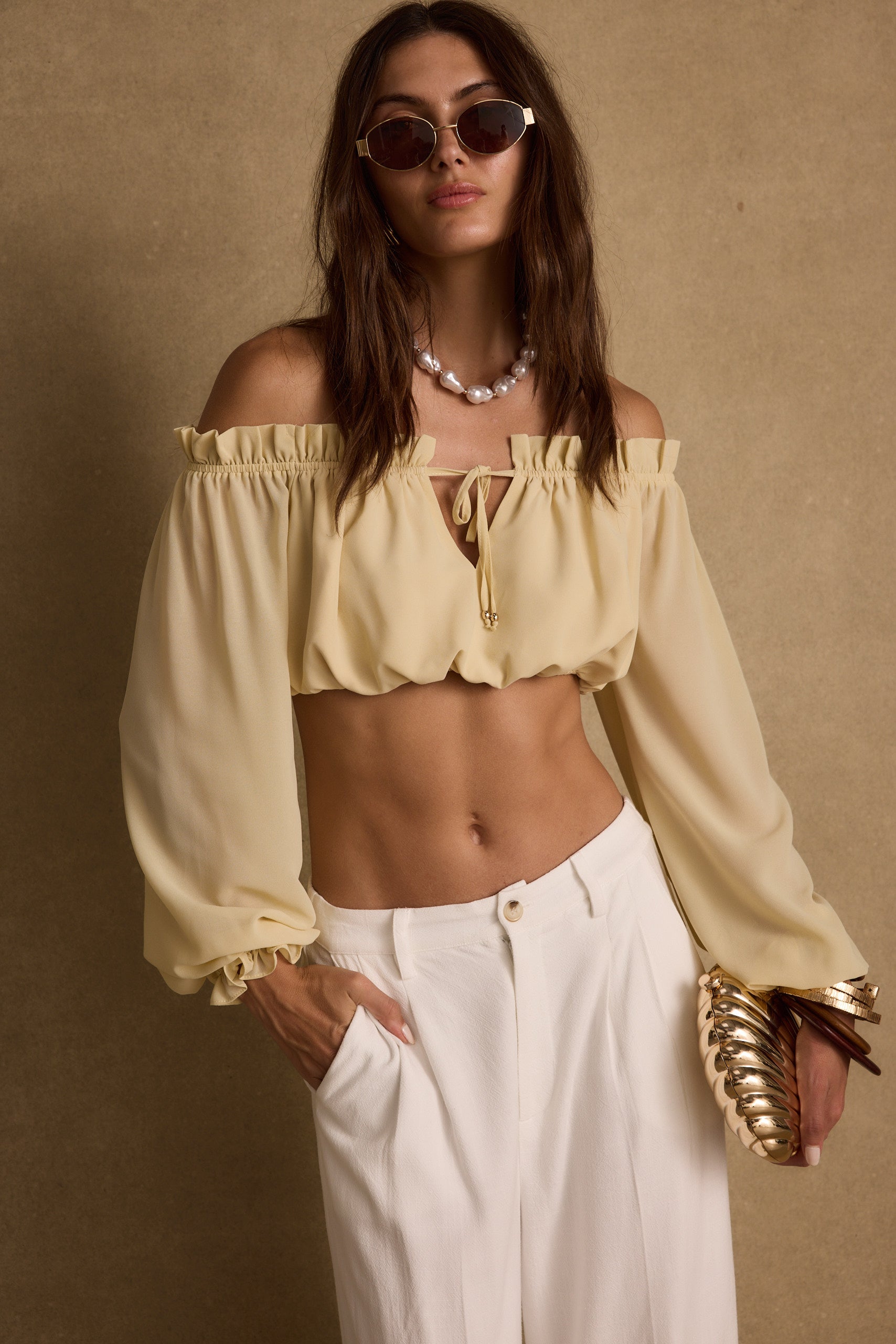 Panama Baby Yellow Chiffon Top